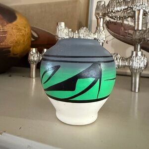 Signed Native American Mini Pottery Vase | Southwestern Boho Decor